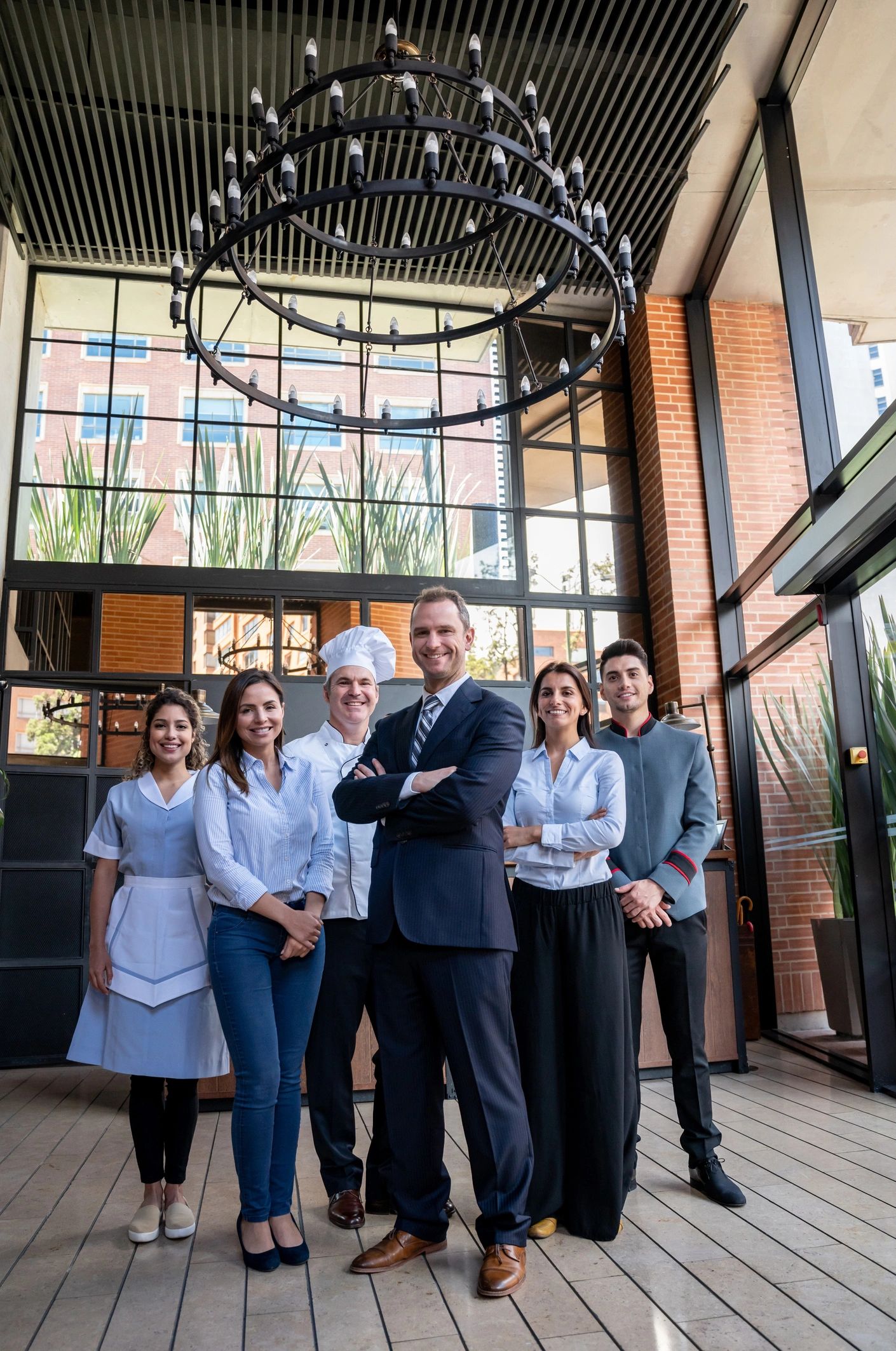 Confident hospitality team portrait