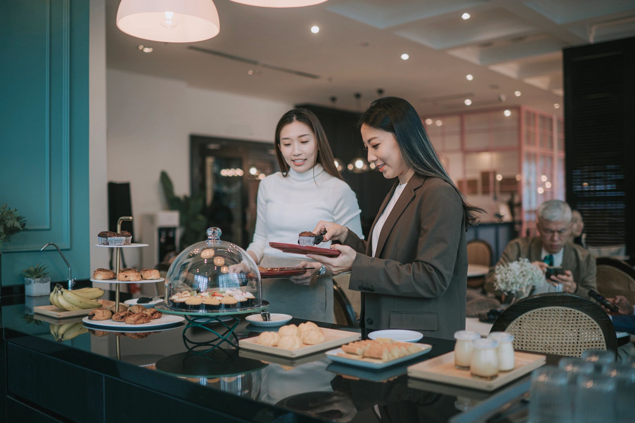 Buffet area service in premium business setting